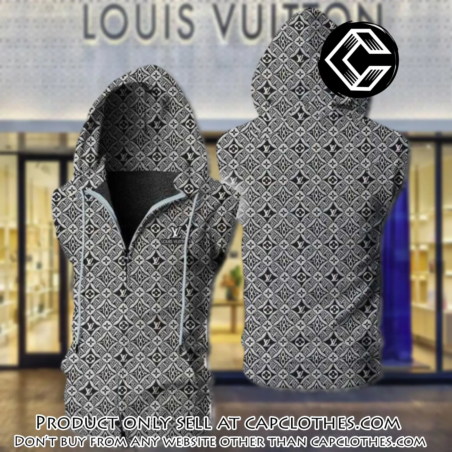 Louis vuitton grey unisex sleeveless zip up hoodie luxury for men women szh015 cc5837964